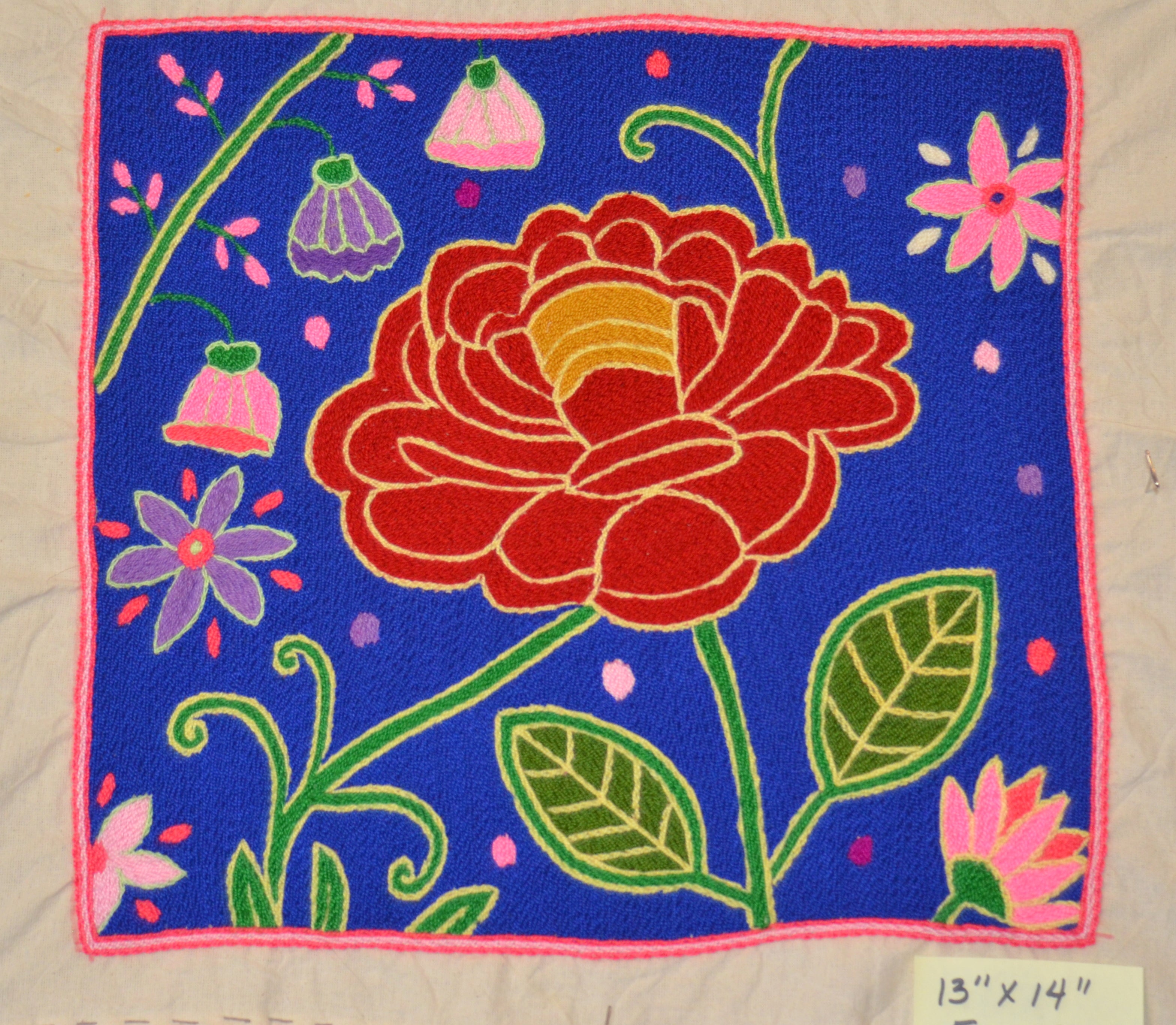 Embroidery "Flats" Floral on Royal Blue